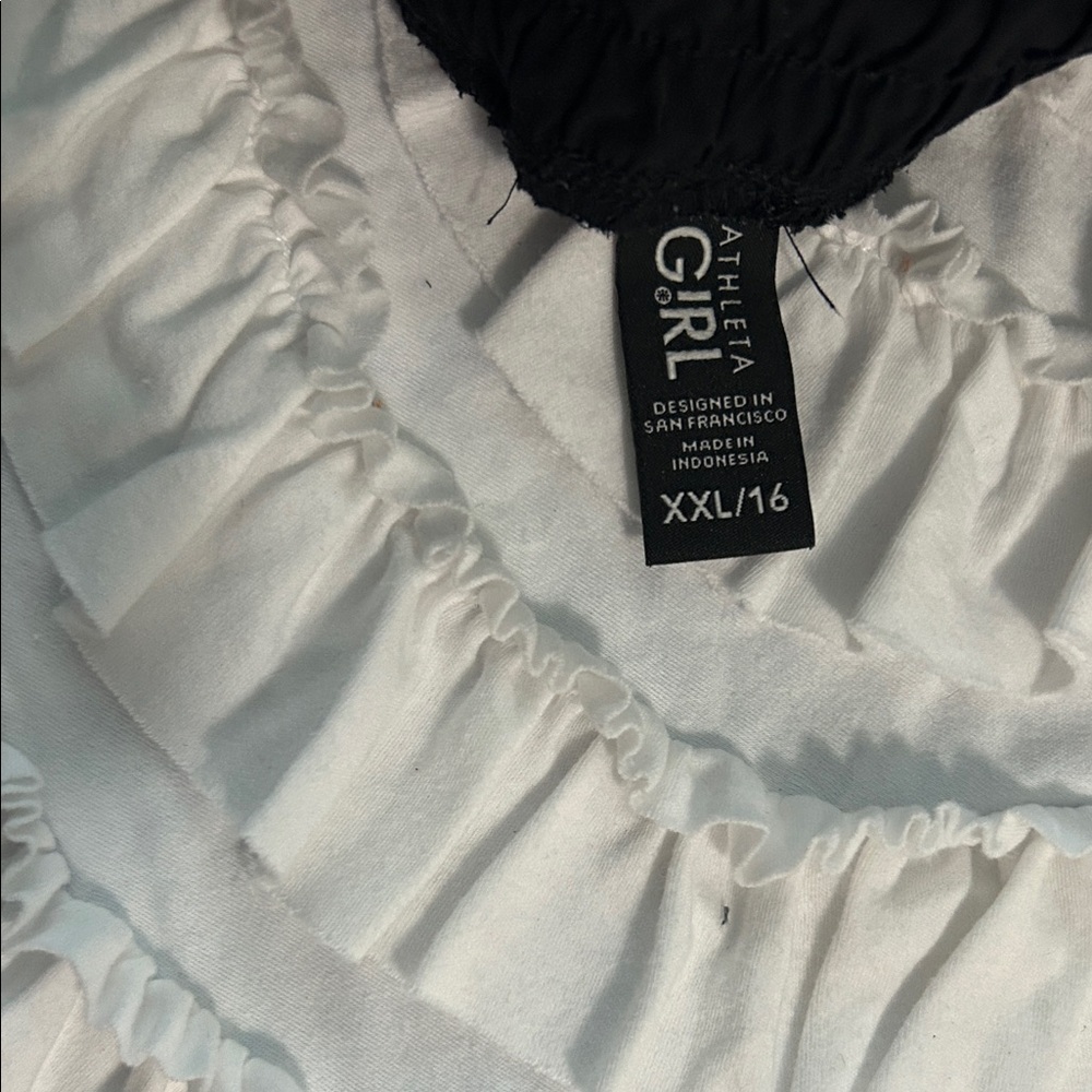 Athleta Girl White Ruffled Top XXL